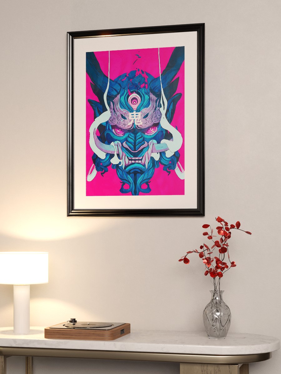 Oni Mask Anime Poster Çerçevesiz Yüksek Kalite Anime Duvar Poster