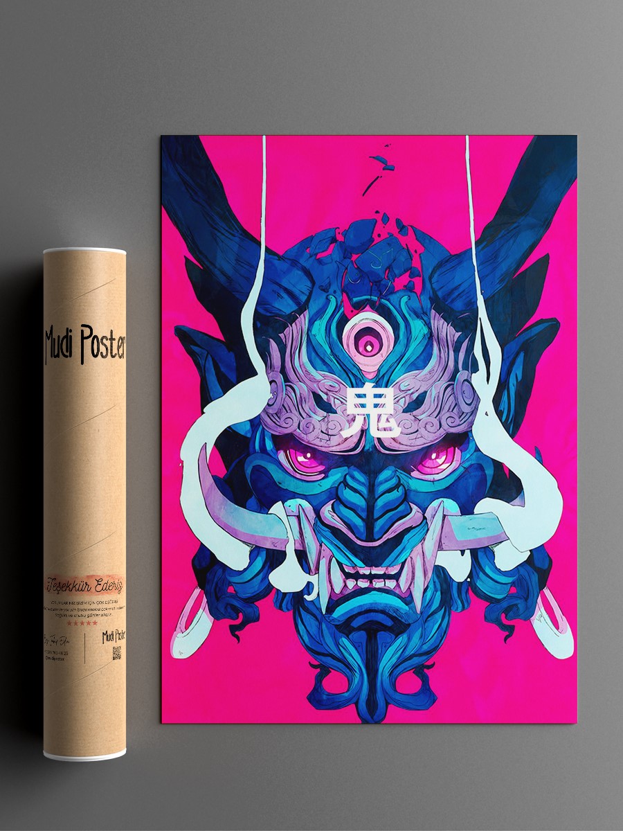 Oni Mask Anime Poster Çerçevesiz Yüksek Kalite Anime Duvar Poster