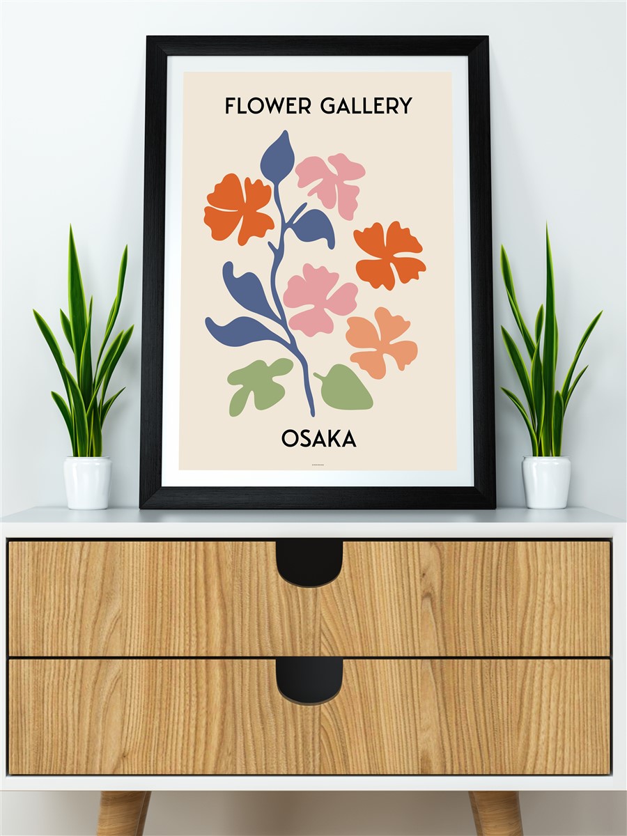 Osaka Soyut Çiçek Modern Poster Çerçevesiz Duvar Tablosu Sanatsal Poster