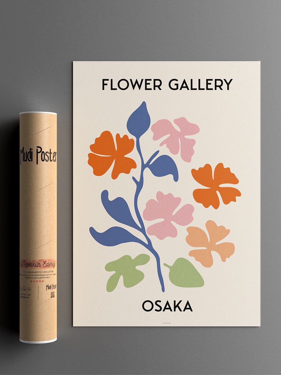 Osaka Soyut Çiçek Modern Poster Çerçevesiz Duvar Tablosu Sanatsal Poster