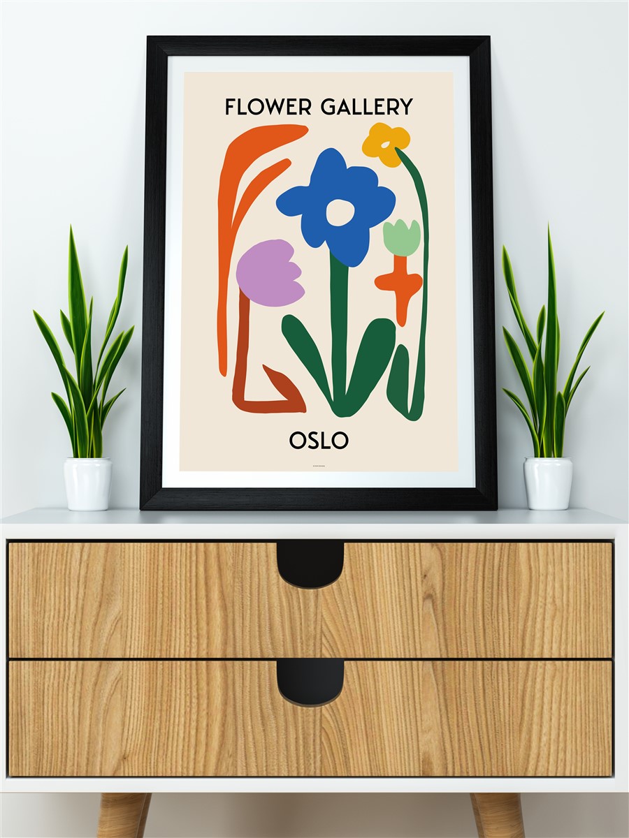 Oslo Soyut Çiçek Modern Poster Çerçevesiz Duvar Tablosu Sanatsal Poster