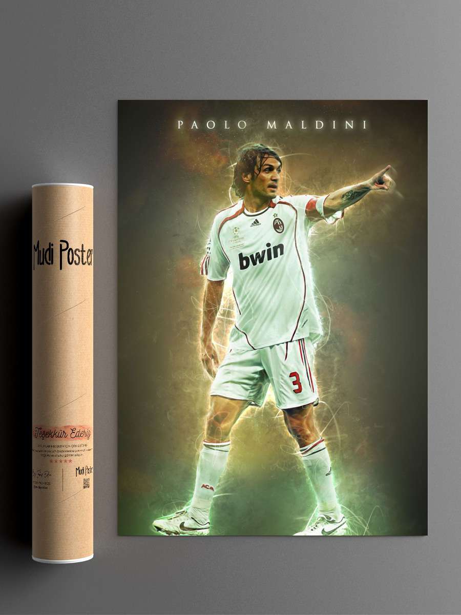 Paolo Maldini Futbol Poster Çerçevesiz Yüksek Kalite Futbolcu Duvar Poster