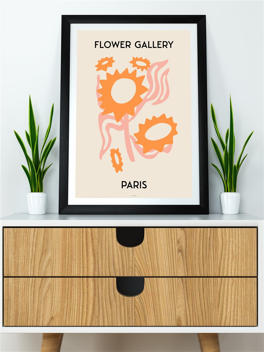 Paris Soyut Çiçek Modern Poster Çerçevesiz Duvar Tablosu Sanatsal Poster