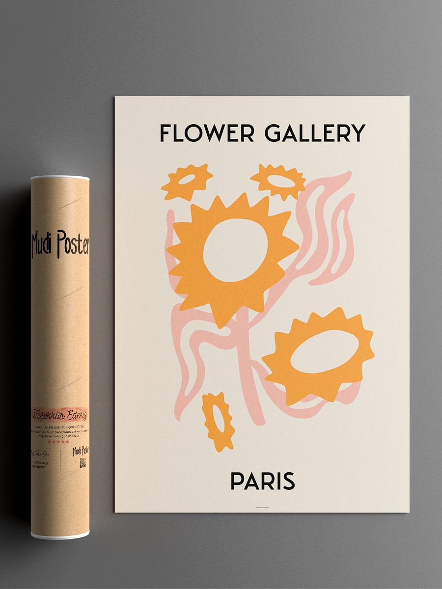 Paris Soyut Çiçek Modern Poster Çerçevesiz Duvar Tablosu Sanatsal Poster