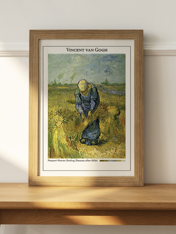Vincent van Gogh Peasant Woman Binding Sheaves after Millet Poster