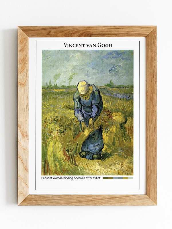 Vincent van Gogh Peasant Woman Binding Sheaves after Millet Poster