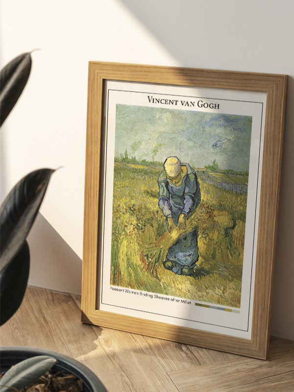 Vincent van Gogh Peasant Woman Binding Sheaves after Millet Poster