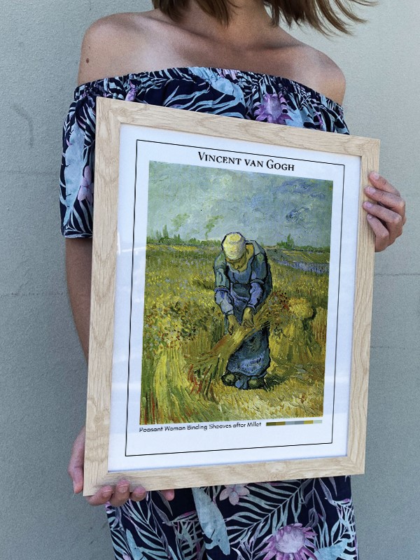 Vincent van Gogh Peasant Woman Binding Sheaves after Millet Poster