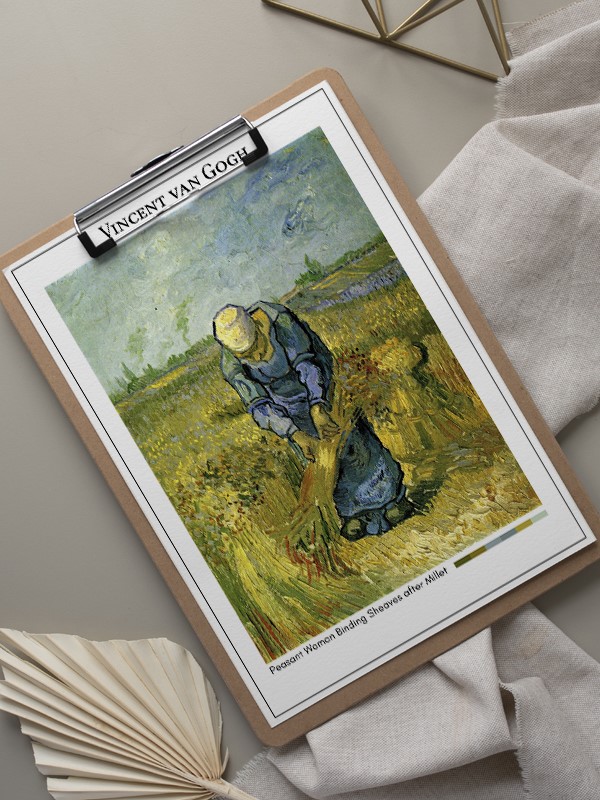 Vincent van Gogh Peasant Woman Binding Sheaves after Millet Poster