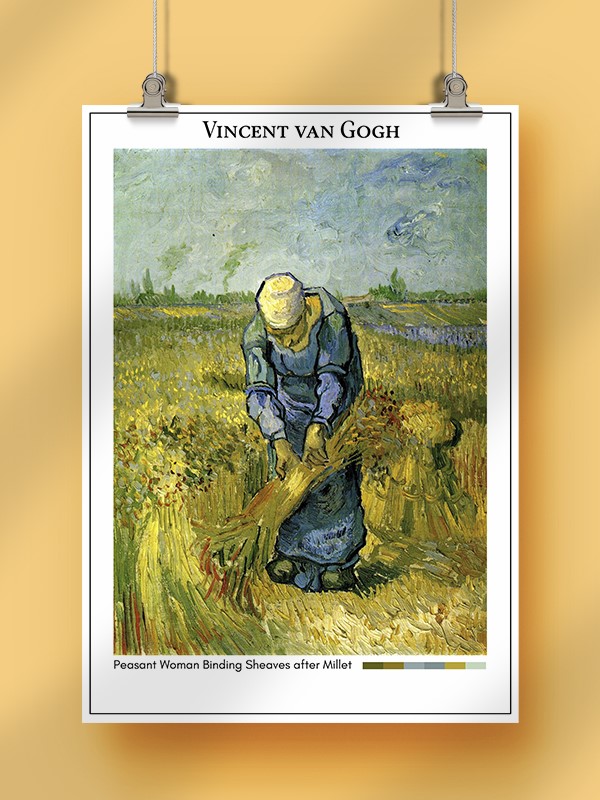 Vincent van Gogh Peasant Woman Binding Sheaves after Millet Poster