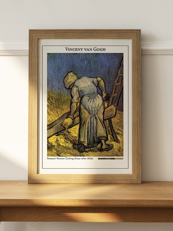 Vincent van Gogh Peasant Woman Cutting Straw after Millet Poster