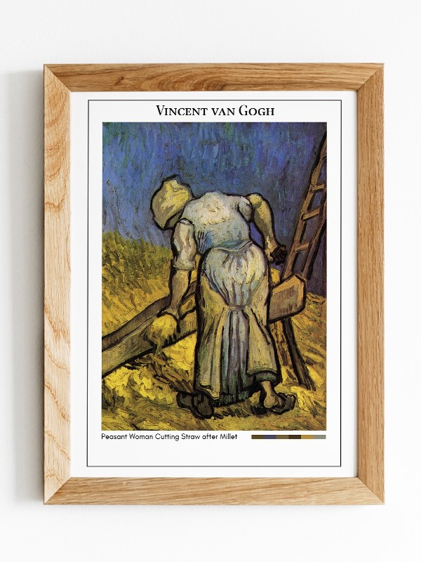 Vincent van Gogh Peasant Woman Cutting Straw after Millet Poster
