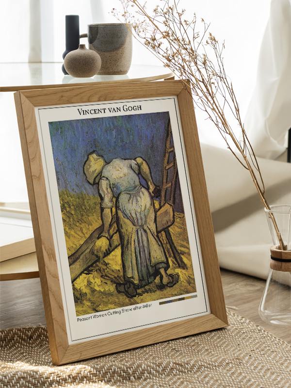 Vincent van Gogh Peasant Woman Cutting Straw after Millet Poster