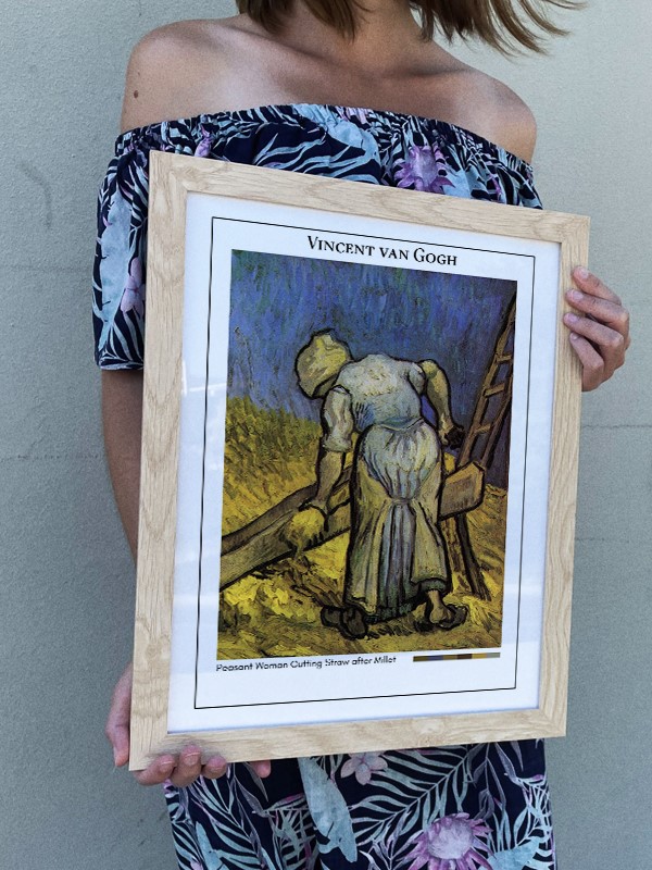 Vincent van Gogh Peasant Woman Cutting Straw after Millet Poster