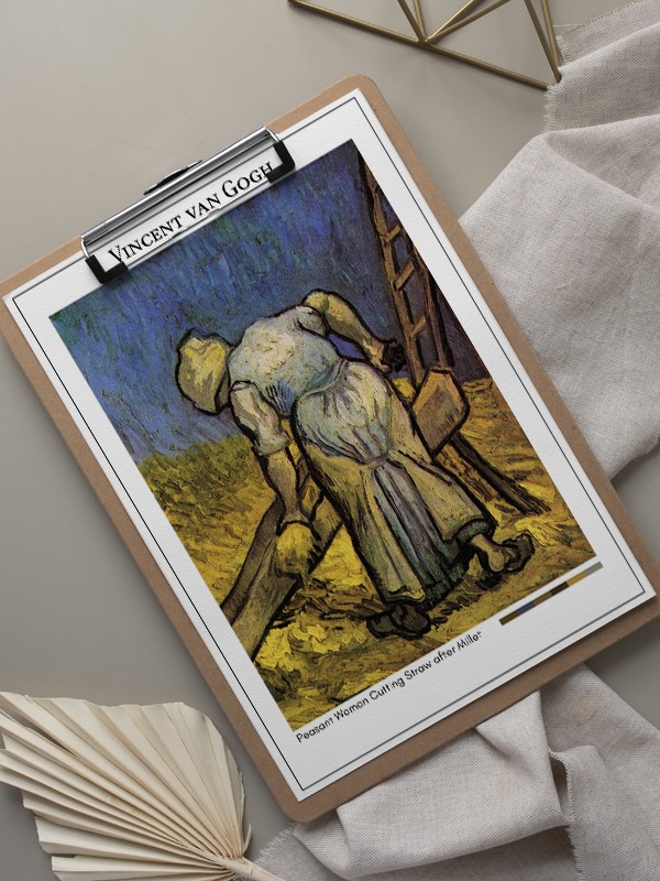 Vincent van Gogh Peasant Woman Cutting Straw after Millet Poster