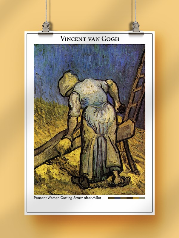 Vincent van Gogh Peasant Woman Cutting Straw after Millet Poster