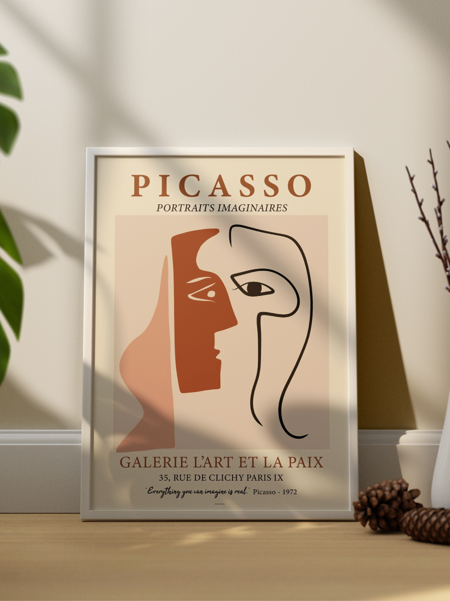Picasso Soyut Yüz Poster Modern Duvar Tablosu Çerçevesiz Poster Salon, Mutfak Ve Ofis Duvar Dekoru