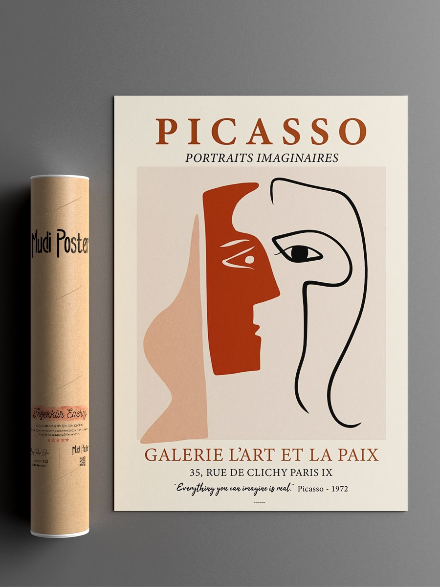 Picasso Soyut Yüz Poster Modern Duvar Tablosu Çerçevesiz Poster Salon, Mutfak Ve Ofis Duvar Dekoru