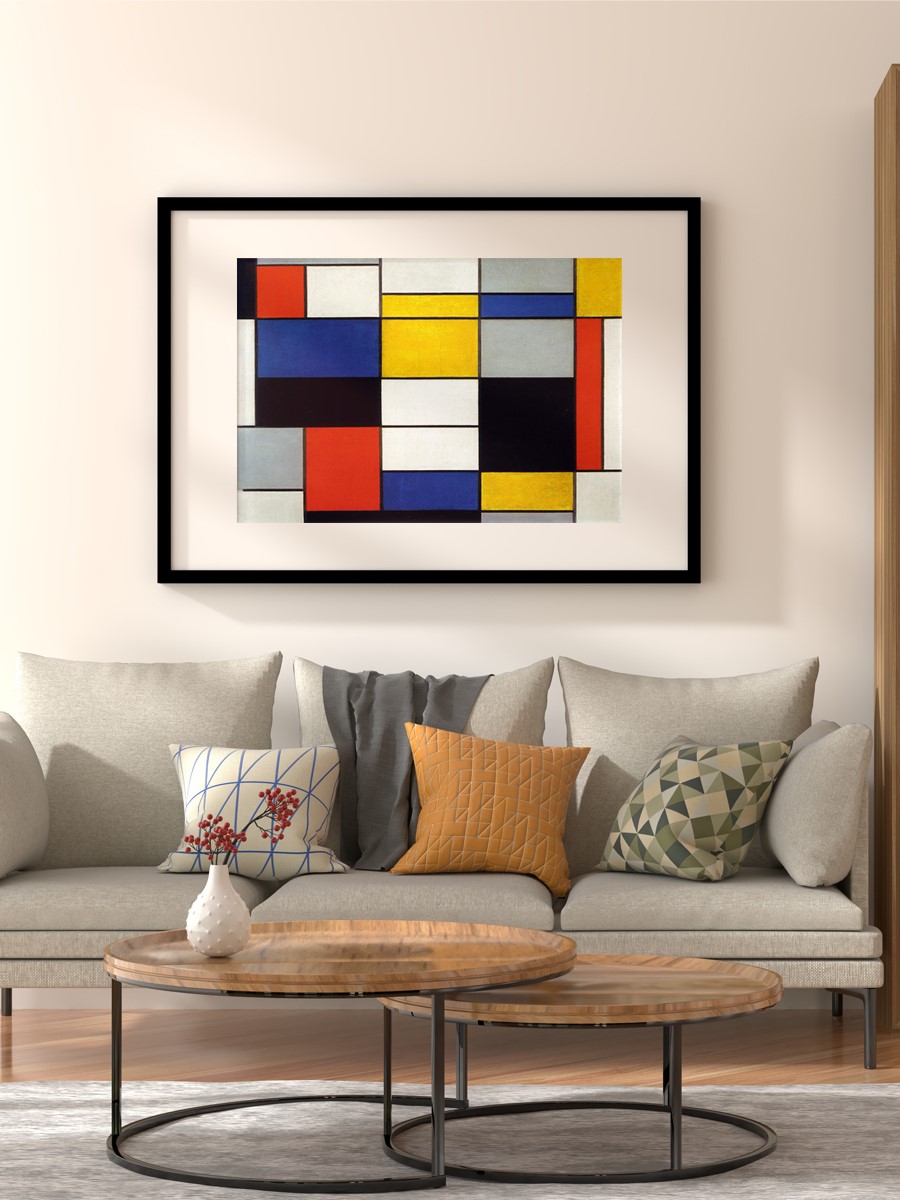 Piet Mondrian Composition  Tablo Sanatsal Ünlü Ressam Poster Çerçevesiz Yüksek Kalite Poster