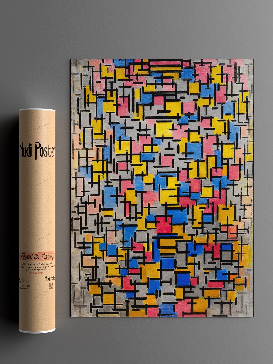 Piet Mondrian Composition Tablo Sanatsal Ünlü Ressam Poster Çerçevesiz Yüksek Kalite Poster
