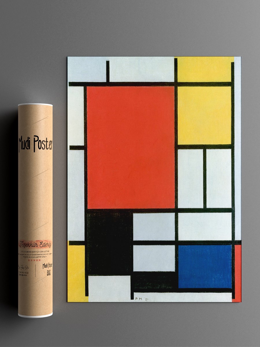 Piet Mondrian Composition Tablo Sanatsal Ünlü Ressam Poster Çerçevesiz Yüksek Kalite Poster
