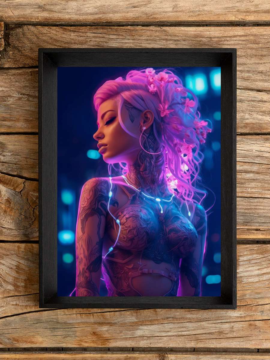 Pink Floral Cyberpunk Girl Anime Poster Çerçevesiz Yüksek Kalite Anime Duvar Poster