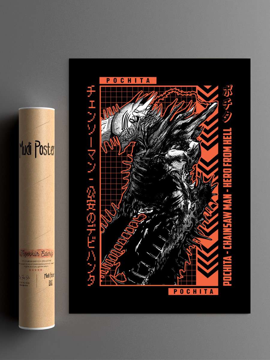 Pochita Anime Poster Çerçevesiz Yüksek Kalite Anime Duvar Poster