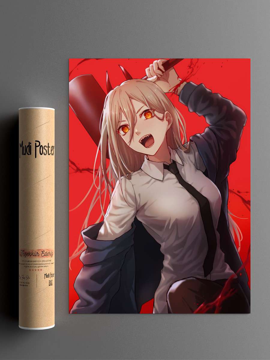 Power Chainsaw Man Anime Poster Çerçevesiz Yüksek Kalite Anime Duvar Poster