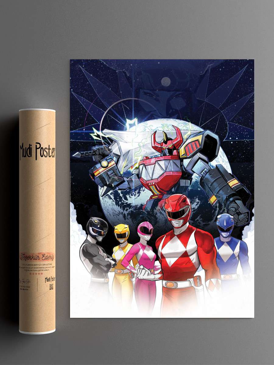 Power Rangers Megazord Anime Poster Çerçevesiz Yüksek Kalite Anime Duvar Poster
