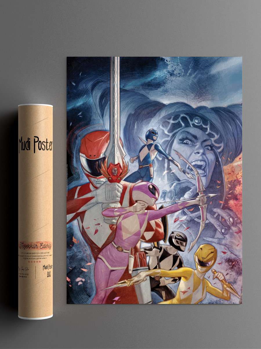 Power Rangers versus Rita Repulsa Anime Poster Çerçevesiz Yüksek Kalite Anime Duvar Poster
