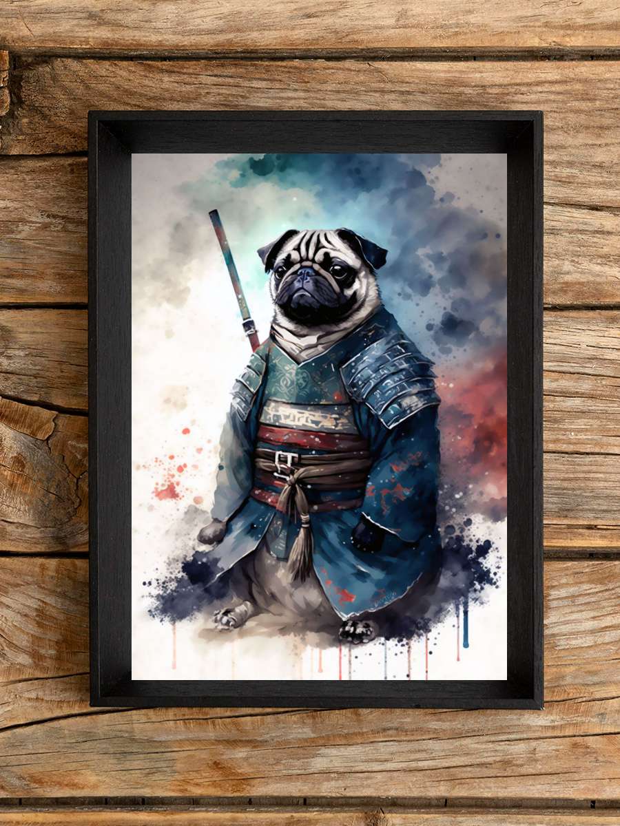 Pug Samurai Warrior Anime Poster Çerçevesiz Yüksek Kalite Anime Duvar Poster