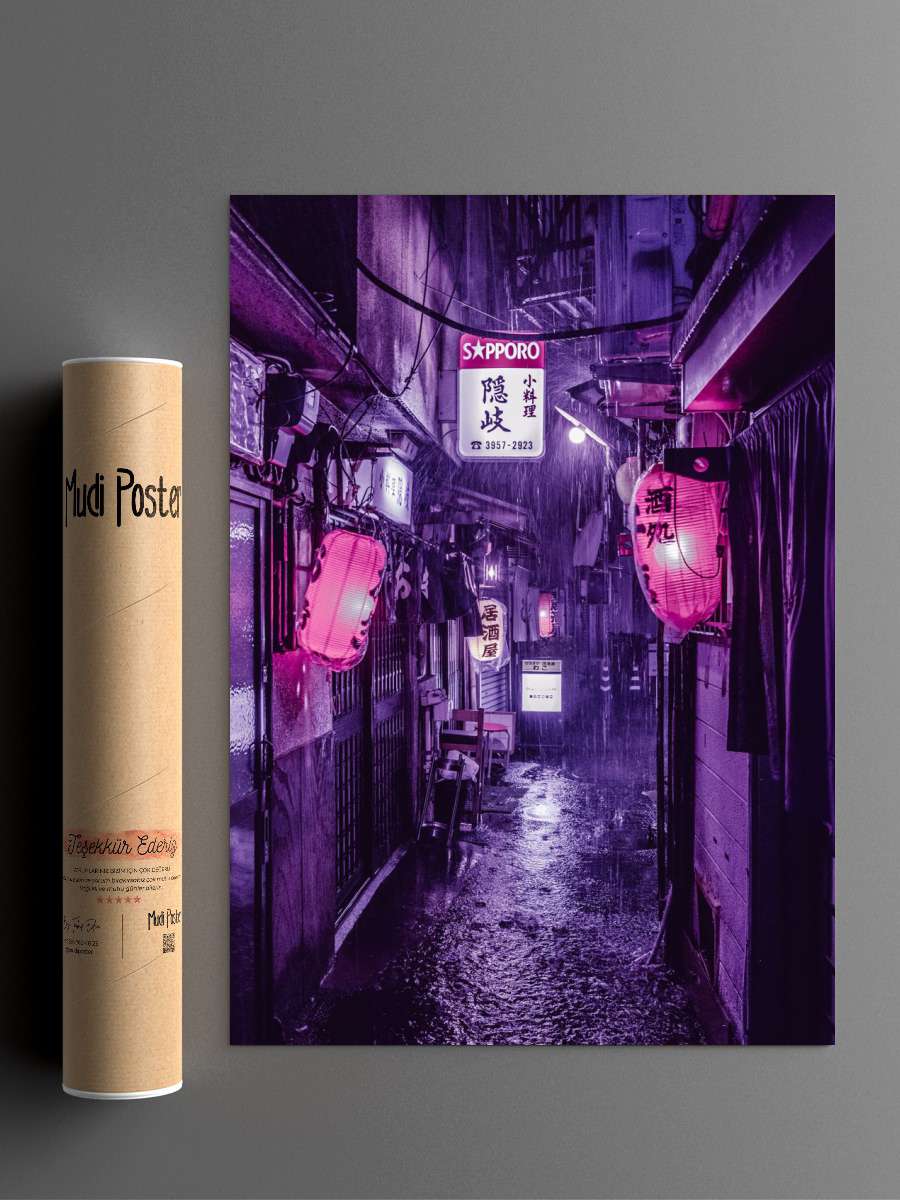 Purple Rain in TOKYO Anime Poster Çerçevesiz Yüksek Kalite Anime Duvar Poster