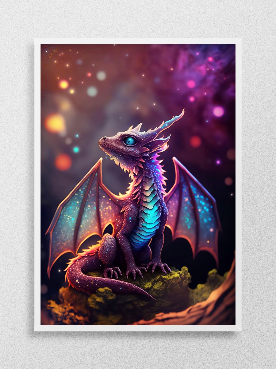 Rainbow Dragon Cub Anime Poster Çerçevesiz Yüksek Kalite Anime Duvar Poster