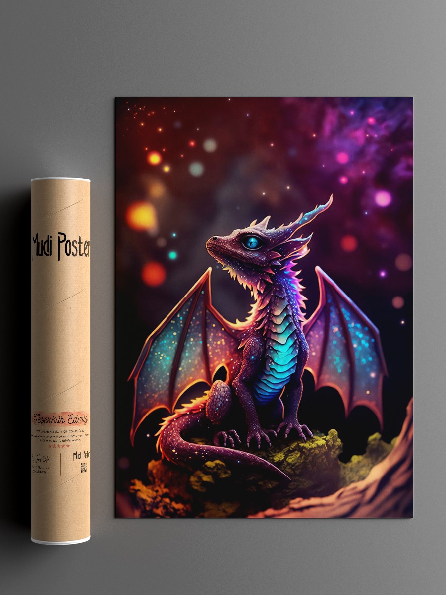Rainbow Dragon Cub Anime Poster Çerçevesiz Yüksek Kalite Anime Duvar Poster