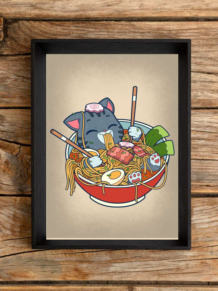 Ramen Cat Anime Poster Çerçevesiz Yüksek Kalite Anime Duvar Poster