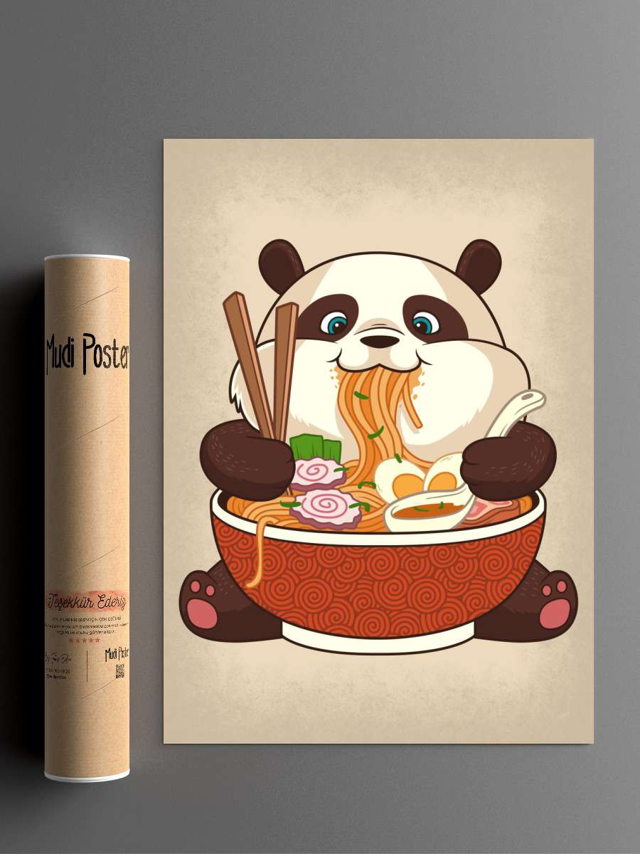 Ramen Panda Anime Poster Çerçevesiz Yüksek Kalite Anime Duvar Poster