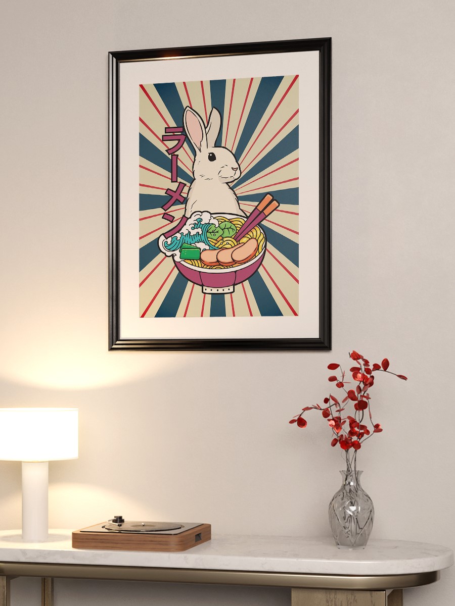 Ramen Rabbit Japanese Soup Anime Poster Çerçevesiz Yüksek Kalite Anime Duvar Poster