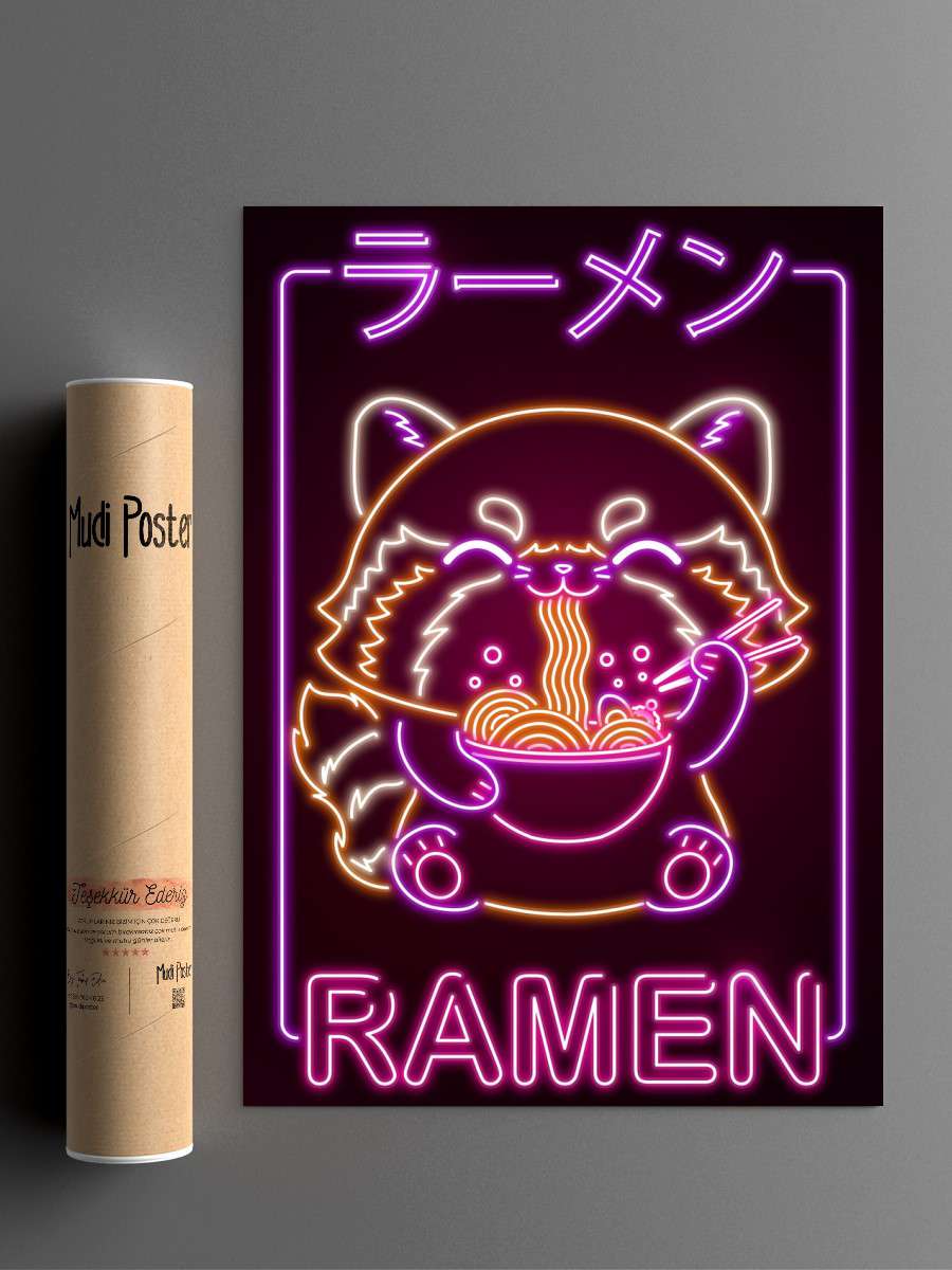 Ramen Red Panda Anime Poster Çerçevesiz Yüksek Kalite Anime Duvar Poster