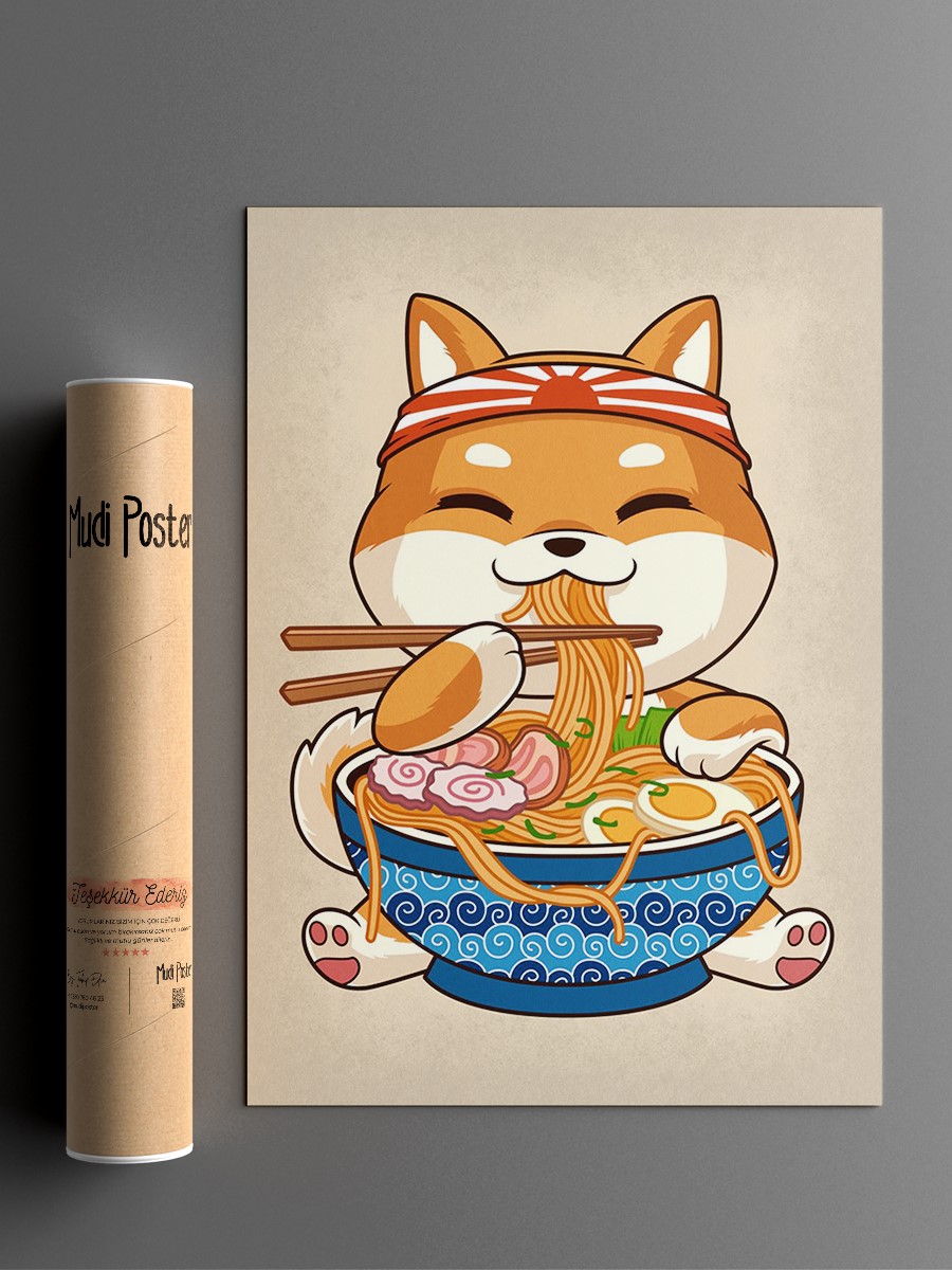 Ramen Shiba Inu Dog Anime Poster Çerçevesiz Yüksek Kalite Anime Duvar Poster