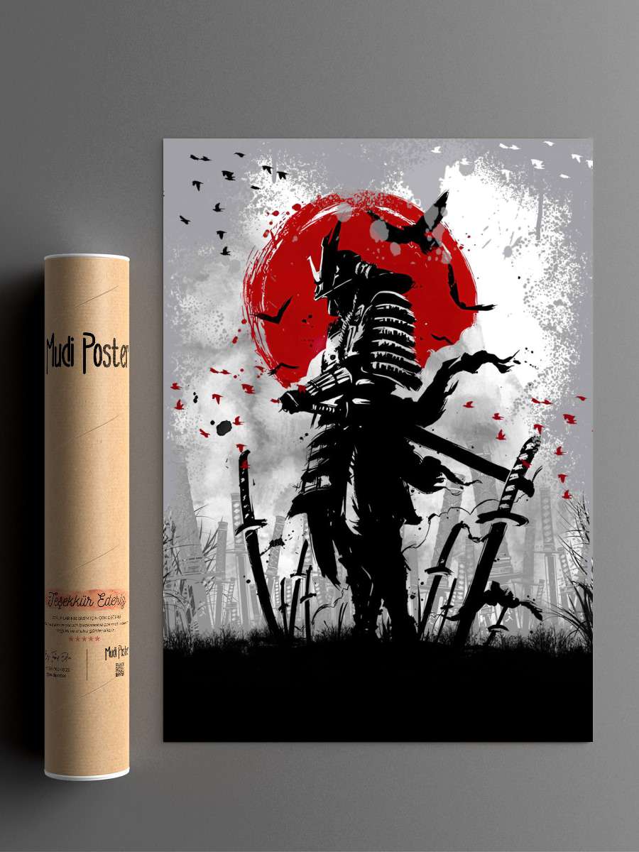 ready to fight samurai Anime Poster Çerçevesiz Yüksek Kalite Anime Duvar Poster