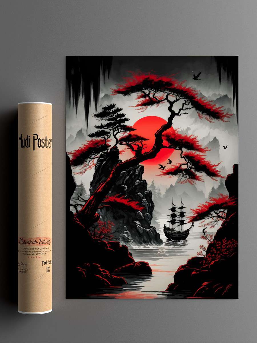Red Moon Japan Anime Poster Çerçevesiz Yüksek Kalite Anime Duvar Poster