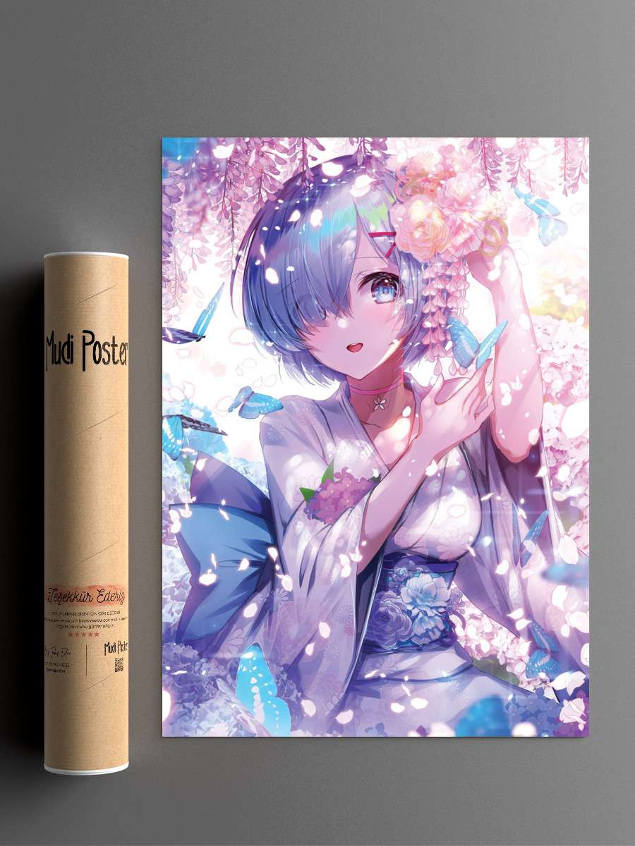Rem Re Zero Anime Poster Çerçevesiz Yüksek Kalite Anime Duvar Poster