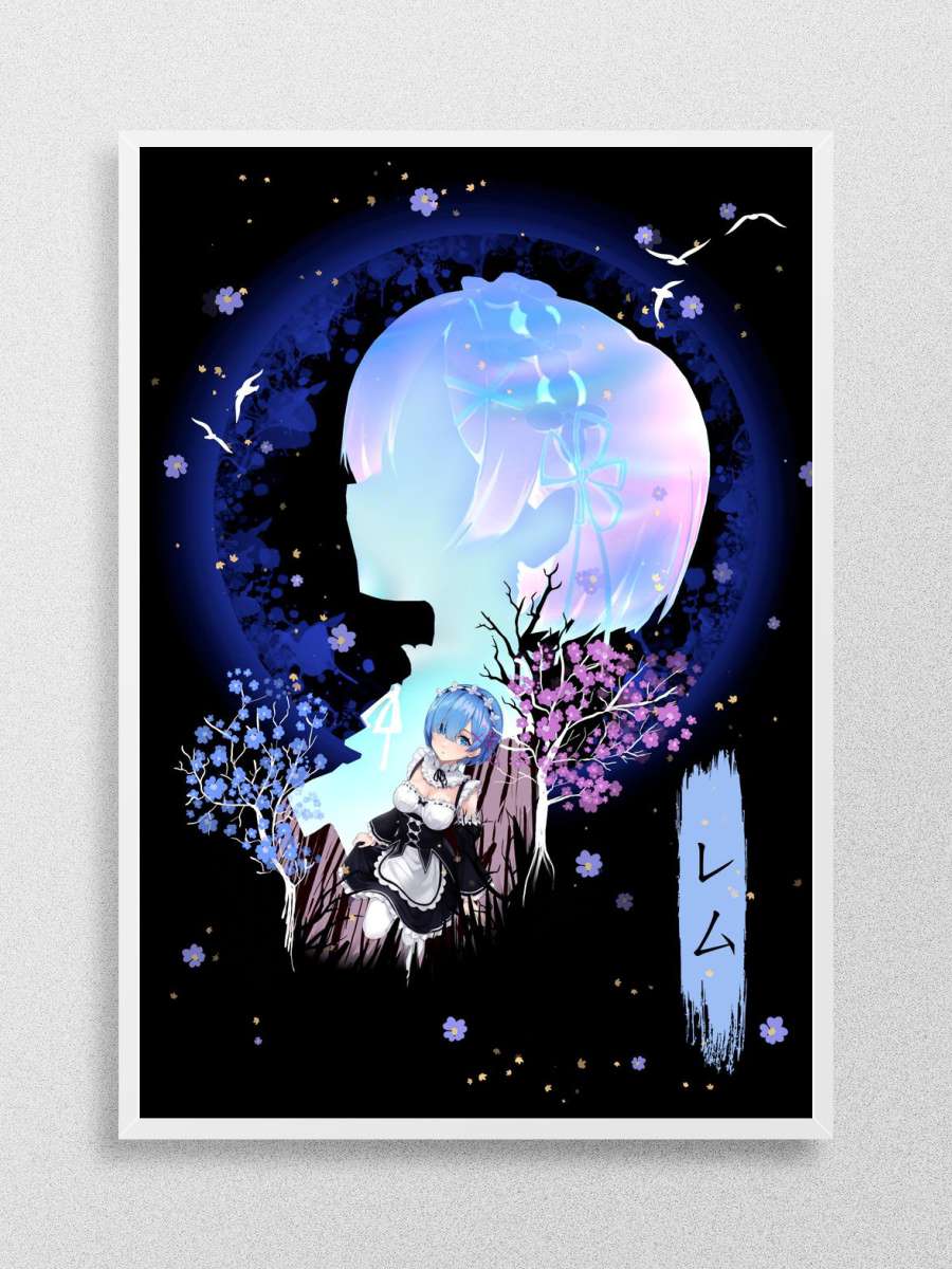 Rem Silhouette Anime Poster Çerçevesiz Yüksek Kalite Anime Duvar Poster