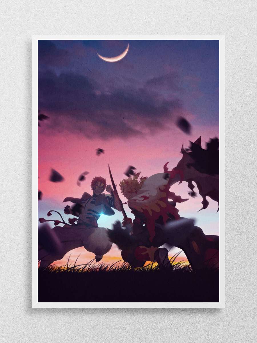 Rengoku Akaza Demon Slayer Anime Poster Çerçevesiz Yüksek Kalite Anime Duvar Poster