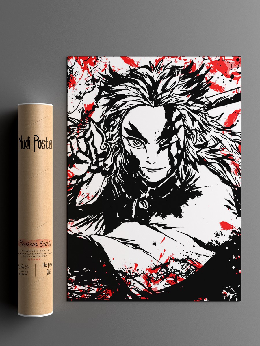 Rengoku Demon Slayer Anime Poster Çerçevesiz Yüksek Kalite Anime Duvar Poster