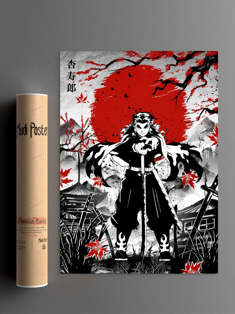 Rengoku Demon Slayer Anime Poster Çerçevesiz Yüksek Kalite Anime Duvar Poster