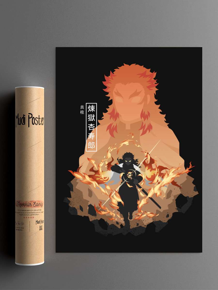 Rengoku Kyojuro Anime Poster Çerçevesiz Yüksek Kalite Anime Duvar Poster
