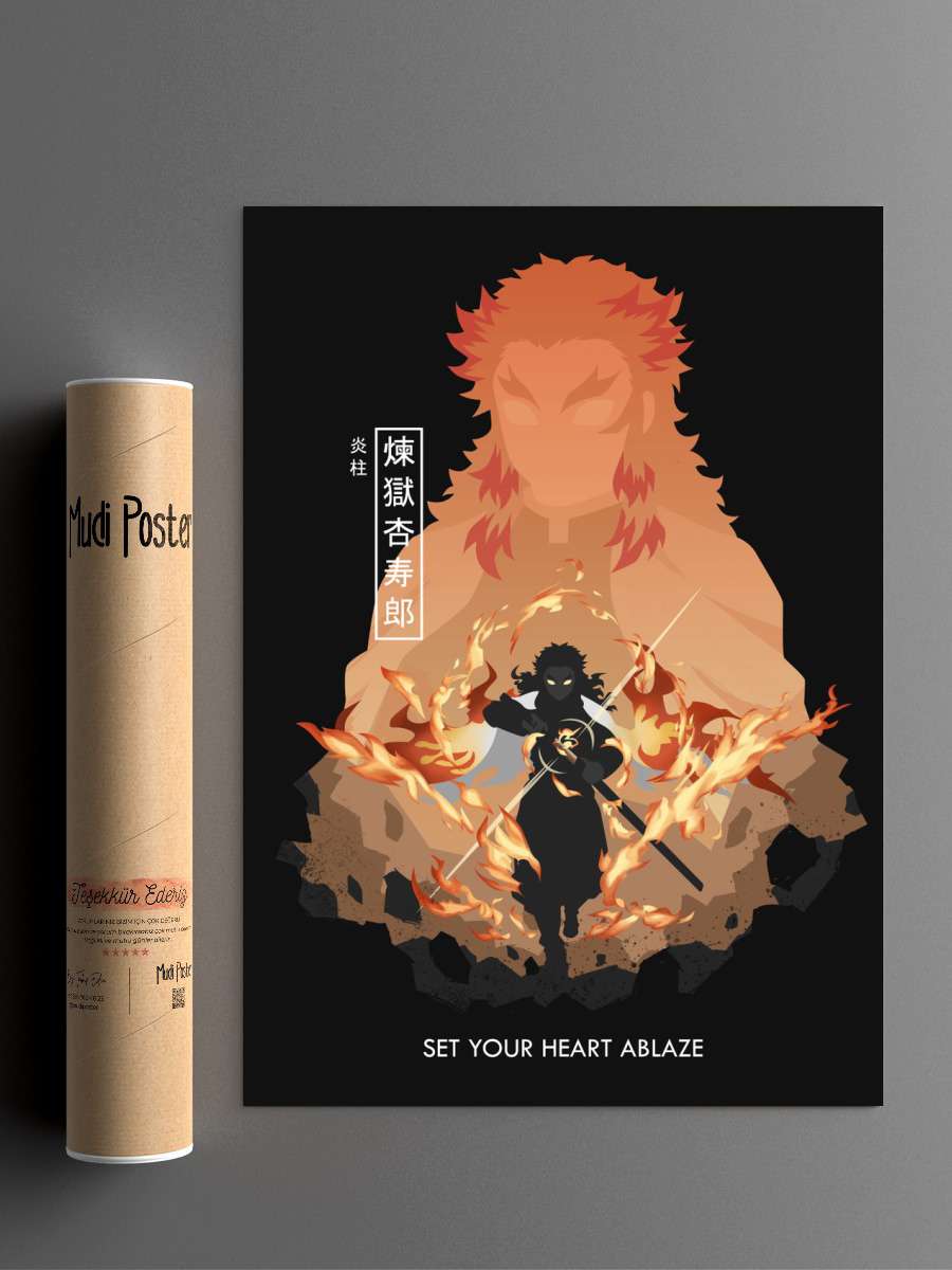 Rengoku Kyojuro Anime Poster Çerçevesiz Yüksek Kalite Anime Duvar Poster