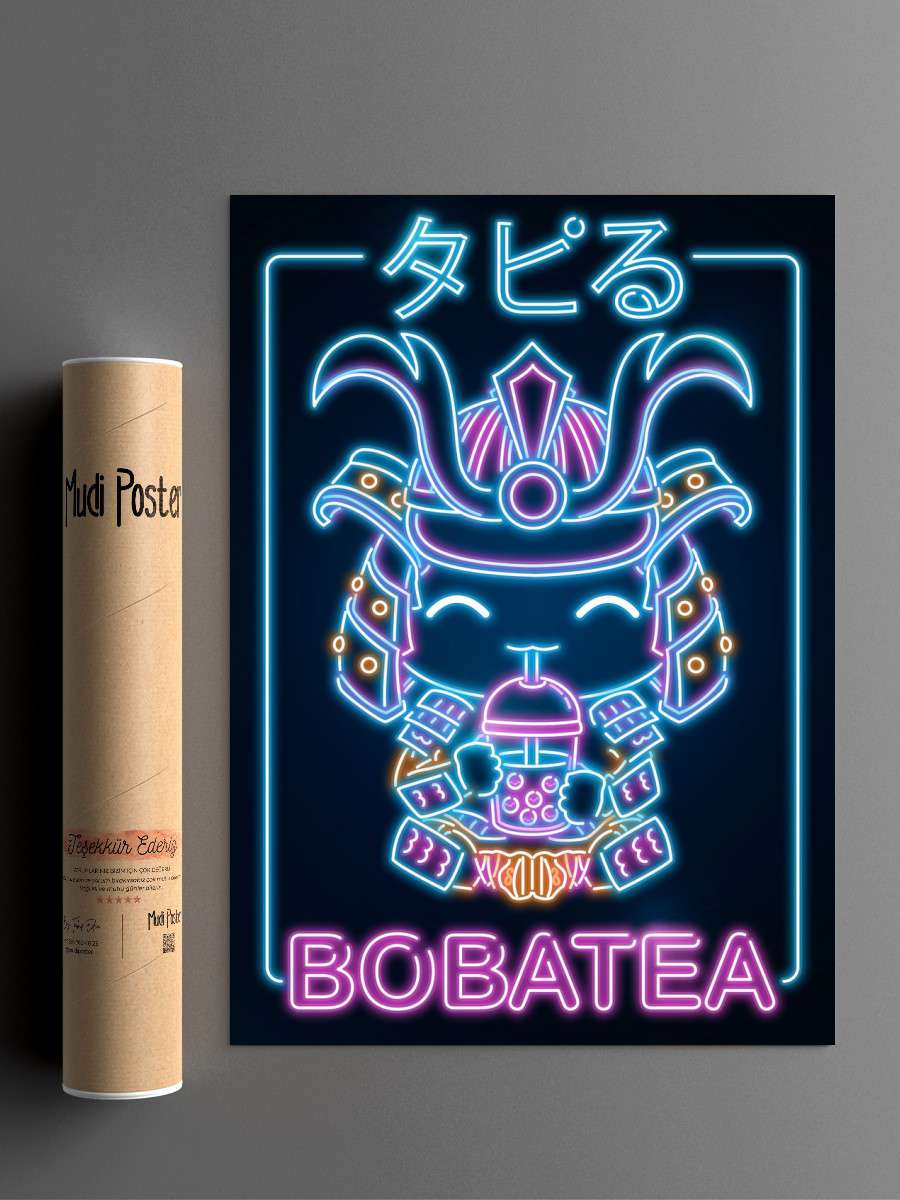 Retro Boba Tea Samurai Anime Poster Çerçevesiz Yüksek Kalite Anime Duvar Poster