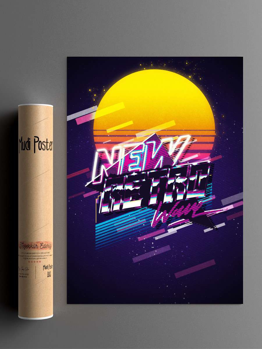 retrowave Anime Poster Çerçevesiz Yüksek Kalite Anime Duvar Poster